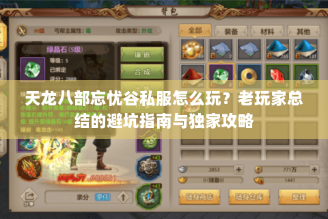 天龙八部忘忧谷私服怎么玩？老玩家总结的避坑指南与独家攻略