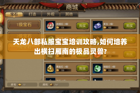 天龙八部私服宝宝培训攻略,如何培养出横扫雁南的极品灵兽?