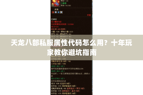天龙八部私服属性代码怎么用？十年玩家教你避坑指南