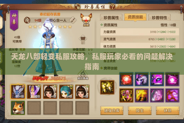 天龙八部轻变私服攻略，私服玩家必看的问题解决指南
