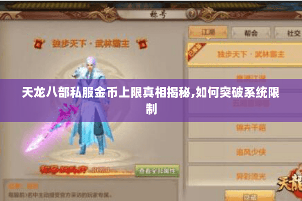 天龙八部私服金币上限真相揭秘,如何突破系统限制