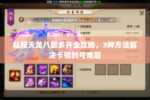 私服天龙八部多开全攻略，3种方法解决卡顿封号难题