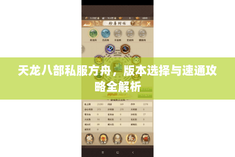 天龙八部私服方舟，版本选择与速通攻略全解析