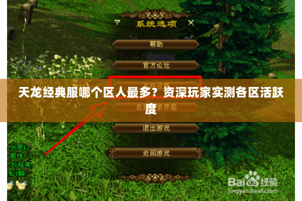 天龙经典服哪个区人最多？资深玩家实测各区活跃度