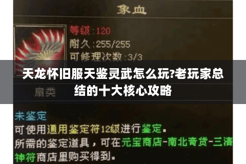 天龙怀旧服天鉴灵武怎么玩?老玩家总结的十大核心攻略