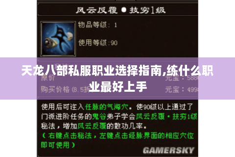 天龙八部私服职业选择指南，练什么职业最好上手