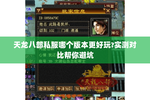 天龙八部私服哪个版本更好玩?实测对比帮你避坑