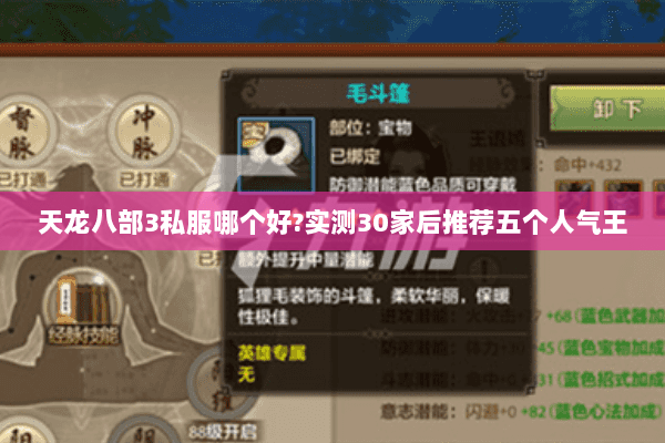 天龙八部3私服哪个好?实测30家后推荐五个人气王
