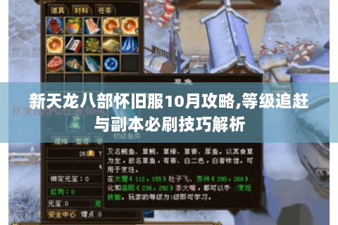 新天龙八部怀旧服10月攻略,等级追赶与副本必刷技巧解析