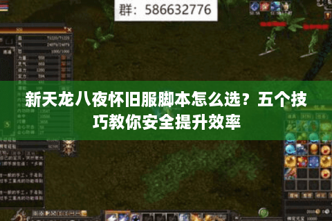 新天龙八夜怀旧服脚本怎么选？五个技巧教你安全提升效率