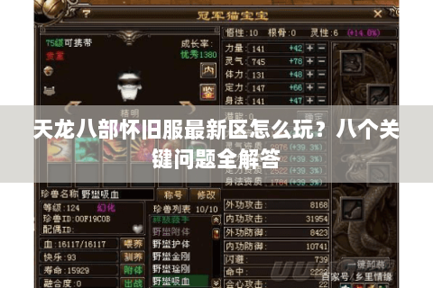 天龙八部怀旧服最新区怎么玩？八个关键问题全解答