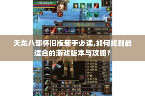 天龙八部怀旧版新手必读,如何找到最适合的游戏版本与攻略？